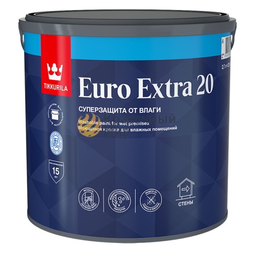 Tikkurila Euro Extra 20 / Тиккурила Евро Экстра 20 полуматовая краска для влажных помещений