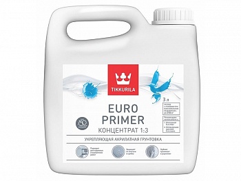 Tikkurila Euro Primer / Евро Праймер акриловый грунт-концентрат3 литра