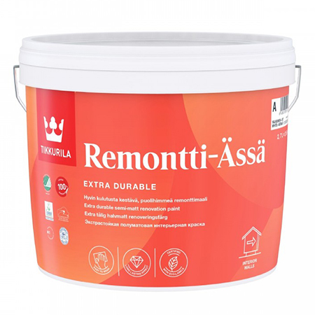 Tikkurila Remontti Assa / Тиккурила Ремонтти Ясся полуматовая краска для стен и потолков Tikkurila Remontti Assa / Тиккурила Ремонтти Ясся полуматовая краска для стен и потолков
