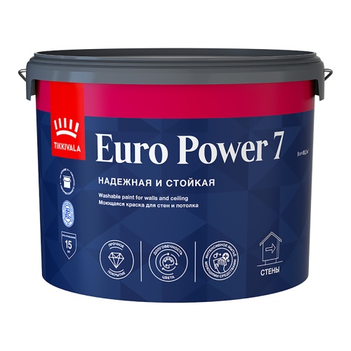 Tikkivala Euro Power 7 / Тиккурила Евро 7 краска матовая моющаяся